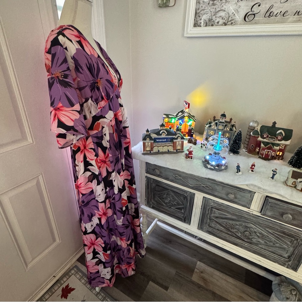 Women’s boutique floral boho split thigh maxi dress size  XL - Picture 7 of 11